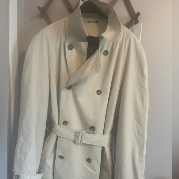 London Fog trench coat double breasted zip quilted lining plaid interior 46 LONG - Picture 2 of 14